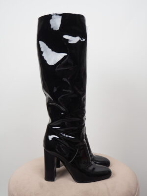Bottega Veneta Black Patent Leather Boots Size EU 36,5