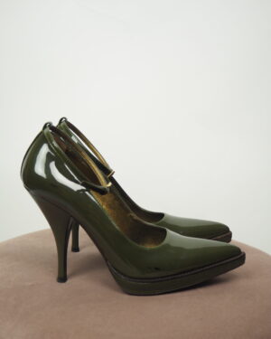 Prada Green Patent Leather Heels Size EU 36,5