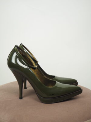 Prada Green Patent Leather Heels Size EU 36,5