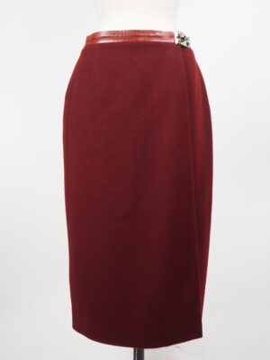 Hermès Maroon Wool Skirt Size IT 42