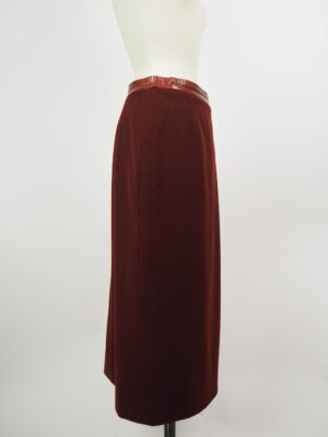 Hermès Maroon Wool Skirt Size IT 42