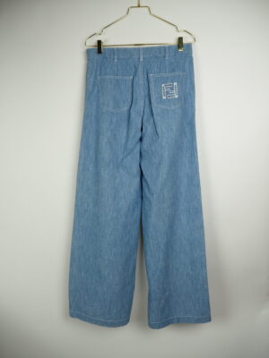 Fendi Blue Wide Leg Cotton Pants Size IT 42