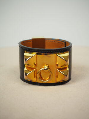 Hermès Black Leather CDC Bracelet Size S