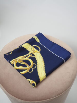 Hermès Navy Silk Scarf
