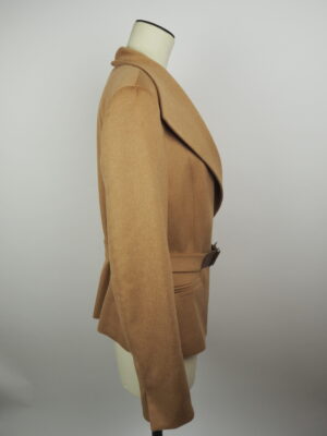 Max Mara Brown Camel Hair Belted Jacket Size EU 42