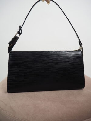 Louis Vuitton Black Epi Leather Pochette Clutch Bag