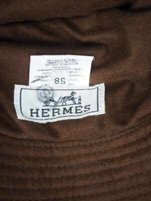 Hermès Brown Leather Bucket Hat Size 58
