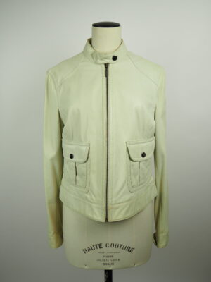 Enes Cream Leather Jacket Size EU 44
