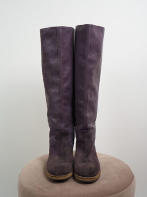 Escada Purple Leather Boots Size EU 38
