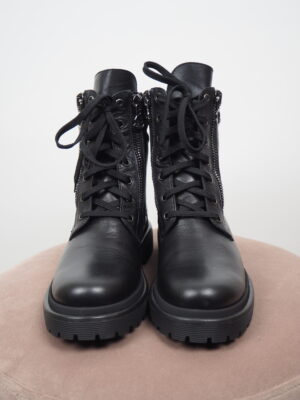 Moncler Black Leather Boots Size EU 39