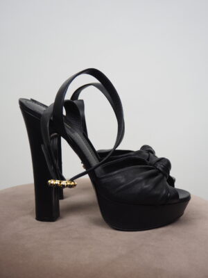 Dolce & Gabbana Black Leather Platform Heels Size EU 40