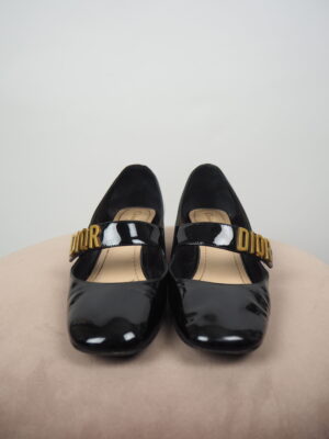 Dior Black Patent Leather Baby-D Heels Size EU 38