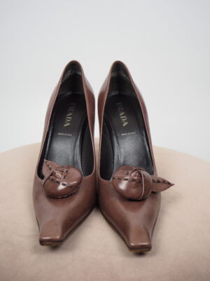 Prada Brown Leather Heels Size EU 36,5