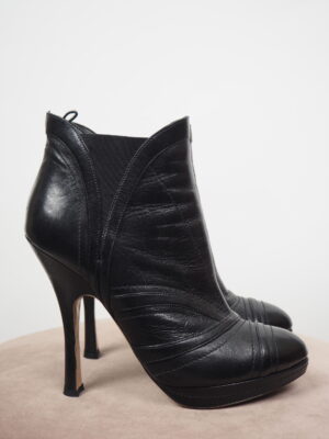 Prada Black Leather Ankle Boots Size EU 37,5