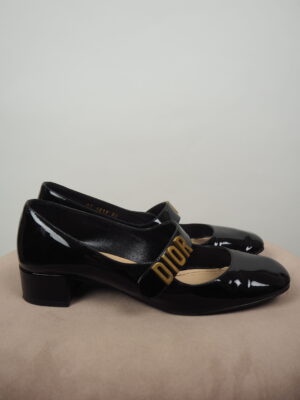 Dior Black Patent Leather Baby-D Heels Size EU 38