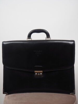 Prada Black Patent Leather Briefcase