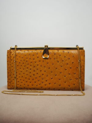 Vintage Camel Ostrich Leather Bag