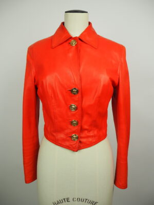 Versace Coral Leather Jacket Size Small