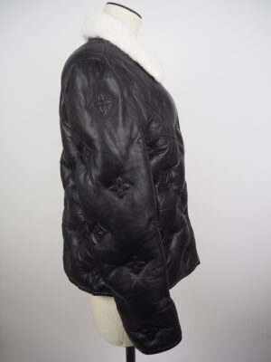Louis Vuitton Black Monogram Leather Puffer Jacket Size Medium