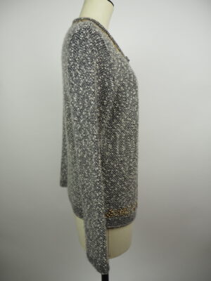 Chanel Grey Wool Cardigan Size EU 42