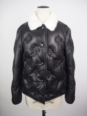 Louis Vuitton Black Monogram Leather Puffer Jacket Size Medium
