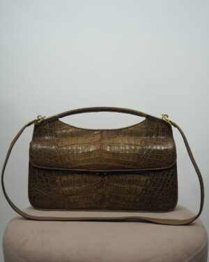 Vintage Brown Croco Leather Bag