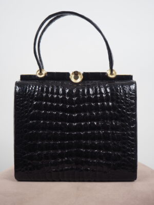 Vintage Black Croco Leather Bag