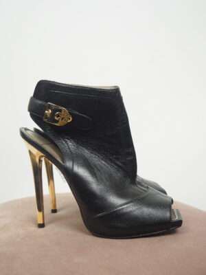 Versace Black Leather Heels Size EU 39