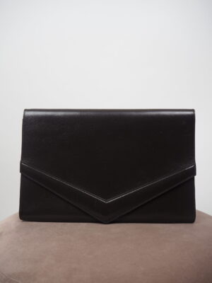 Delvaux Brown Leather Envelope Clutch