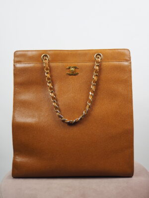 Chanel Camel Caviar Leather Tote Bag