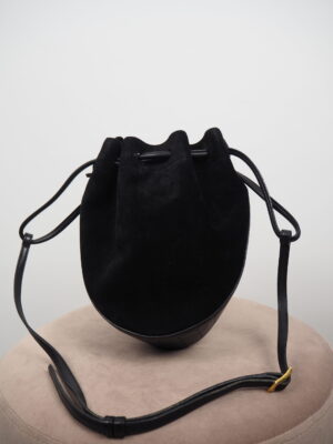 Delvaux Black Suede Bucket Bag