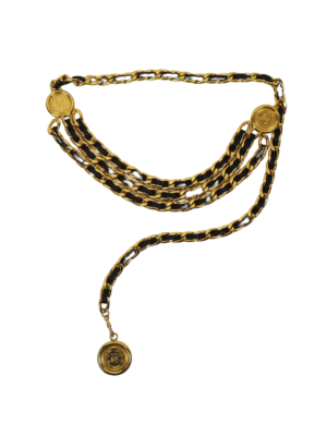 Chanel Black/Gold Metal Chain Belt Size 85