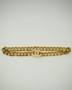 Chanel Gold Metal Rhinestone Chain Belt Size 70