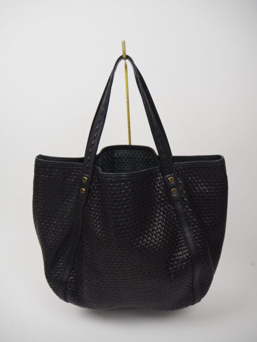 Clio Goldbrenner Black Leather Tote Bag - Image 2