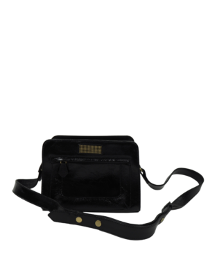 Clio Goldbrenner Black Patent Crossbody Bag