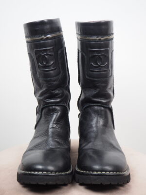 Chanel Black Leather Coco Cocoon Boots Size EU 39