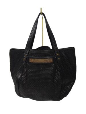 Clio Goldbrenner Black Leather Tote Bag