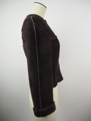 Chanel Brown Shearling Jacket Size FR 40