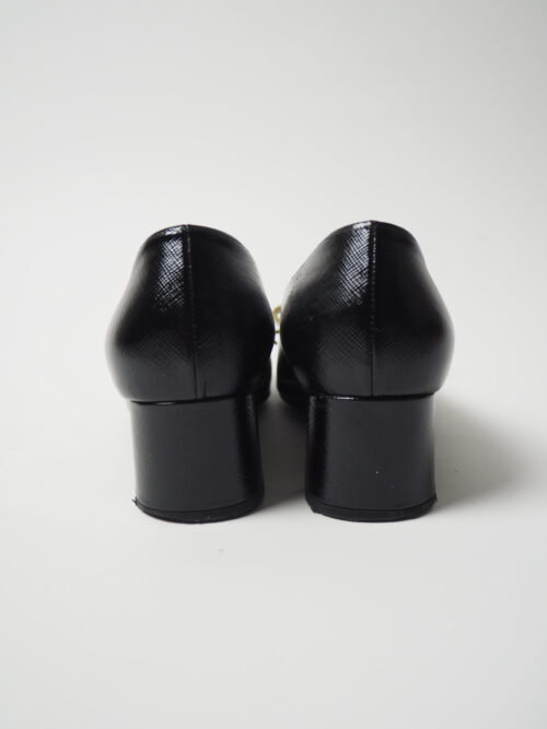 Prada Black Leather Heels Size EU 41 - Image 3