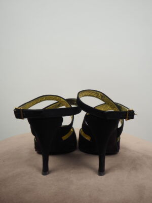 Chanel Black Canvas Slingback Heels Size EU 37,5