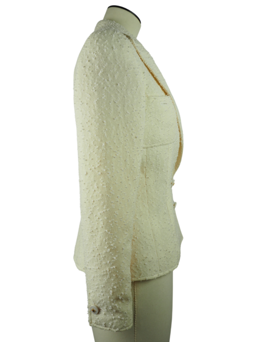 Chanel White Wool Blazer Size FR 38 - Image 2