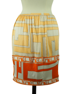 Emilio Pucci Orange Silk Skirt FR 40