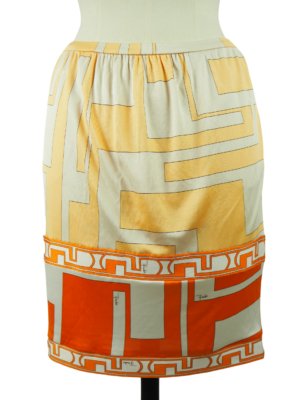 Emilio Pucci Orange Silk Skirt FR 40