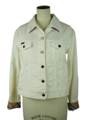 Burberry White Cotton Jacket Size UK 12