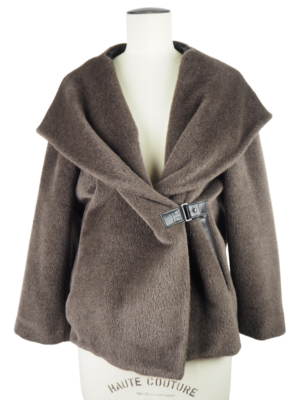 Hermès Brown Alpaca Wool Coat Size EU 34