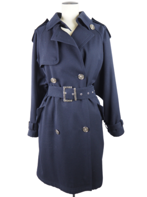 Versace Navy Trench Coat Size Large