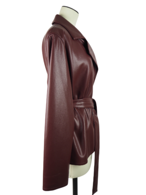 Natan Burgundy Faux Leather Blazer Size FR 46
