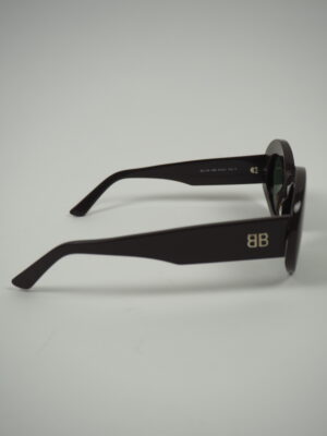 Balenciaga Brown Acetate Oval Logo Sunglasses