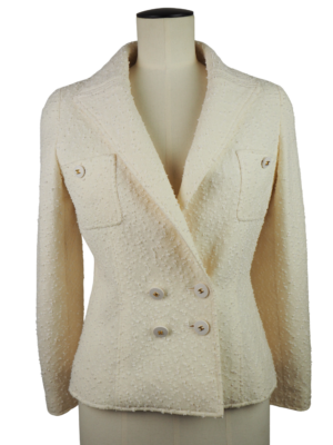 Chanel White Wool Blazer Size FR 38