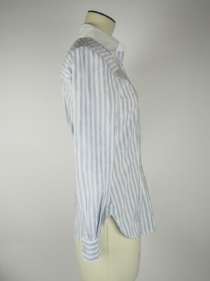 Chanel White/Blue Striped Cotton Shirt Size FR38